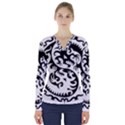 Ying Yang Tattoo V-Neck Long Sleeve Top View1