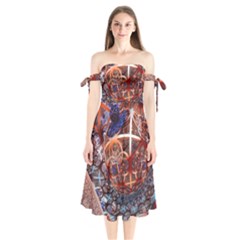 Complexity Chaos Structure Shoulder Tie Bardot Midi Dress by Sapixe