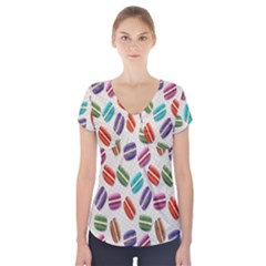Macaron Macaroon Stylized Macaron Short Sleeve Front Detail Top by Sapixe
