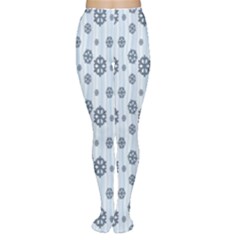 Snowflakes Winter Christmas Card Women s Tights by Sapixe