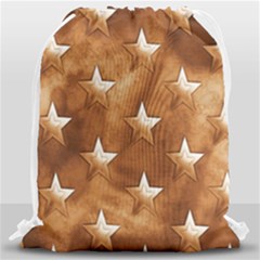 Stars Brown Background Shiny Drawstring Bag (large) by Sapixe
