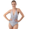 Abstract Architecture Contemporary Halter Cut-Out One Piece Swimsuit View1