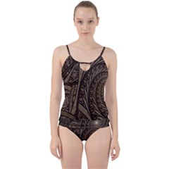 Abstract Pattern Graphics Cut Out Top Tankini Set by Sapixe