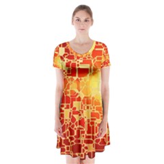 Board Conductors Circuits Short Sleeve V-neck Flare Dress by Sapixe