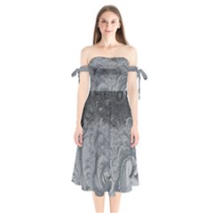 Abstract Art Decoration Design Shoulder Tie Bardot Midi Dress by Sapixe