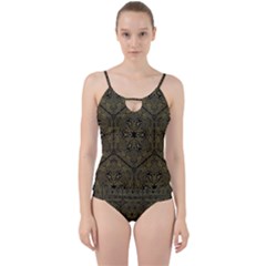 Texture Background Mandala Cut Out Top Tankini Set by Sapixe