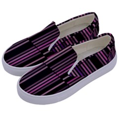 Shades Of Pink And Black Striped Pattern Kids  Canvas Slip Ons by yoursparklingshop
