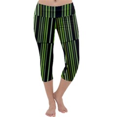 Shades Of Green Stripes Striped Pattern Capri Yoga Leggings by yoursparklingshop