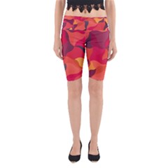 Red Orange Yellow Pink Art Yoga Cropped Leggings by yoursparklingshop