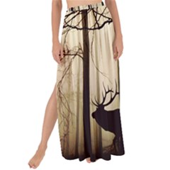 Forest Fog Hirsch Wild Boars Maxi Chiffon Tie-up Sarong by Simbadda