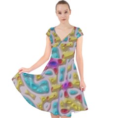 3d Shapes On A Grey Background                                     Cap Sleeve Front Wrap Midi Dress by LalyLauraFLM