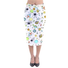 Space Pattern Velvet Midi Pencil Skirt by Valentinaart