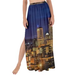 Skyline Downtown Seattle Cityscape Maxi Chiffon Tie-up Sarong by Simbadda