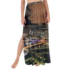 Cityscape Night Buildings Maxi Chiffon Tie-up Sarong by Simbadda