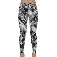Black And White Patchwork Pattern Classic Yoga Leggings by dflcprints