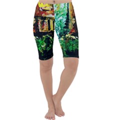 Old Tree And House With An Arch 5 Cropped Leggings  by bestdesignintheworld