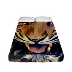 Tiger Animal Teeth Nature Design Fitted Sheet (full/ Double Size) by Simbadda