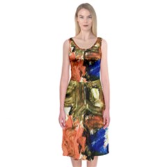 Pagoda And Calligraphy Midi Sleeveless Dress by bestdesignintheworld