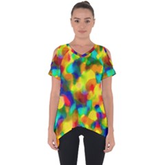 Colorful Watercolors Texture                              Cut Out Side Drop Tee by LalyLauraFLM