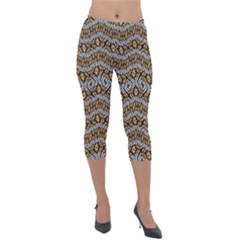 Modern Wavy Geometric Pattern Lightweight Velour Capri Leggings  by dflcprints