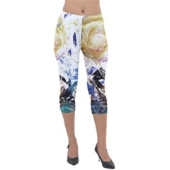 June Gloom 3 Lightweight Velour Capri Leggings  by bestdesignintheworld