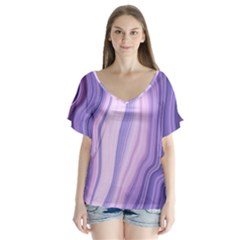 Marbled Ultra Violet V-neck Flutter Sleeve Top by NouveauDesign