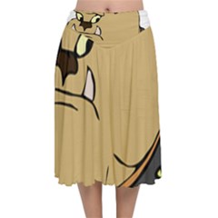 Bulldog Dog Head Canine Pet Velvet Flared Midi Skirt by Nexatart
