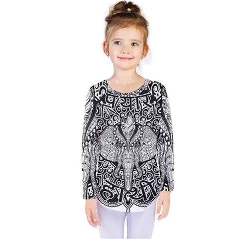 Ornate Hindu Elephant  Kids  Long Sleeve Tee by Valentinaart