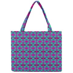 Pink Green Turquoise Swirl Pattern Mini Tote Bag by BrightVibesDesign