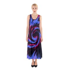 Swirl Black Blue Pink Sleeveless Maxi Dress by BrightVibesDesign