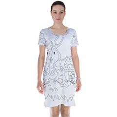 Coloring Picture Easter Easter Bunny Short Sleeve Nightdress by Sapixe
