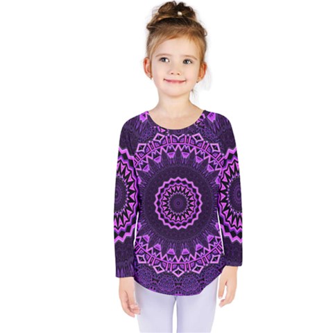 Mandala Purple Mandalas Balance Kids  Long Sleeve Tee by Sapixe