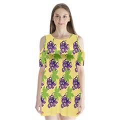 Grapes Background Sheet Leaves Shoulder Cutout Velvet One Piece by Sapixe