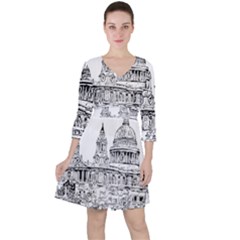 Line Art Architecture Church Ruffle Dress by Sapixe