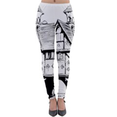 Line Art Architecture Vintage Old Lightweight Velour Leggings by Sapixe