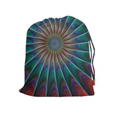 Fractal Peacock Rendering Drawstring Pouches (extra Large) by Sapixe
