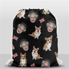 Queen Elizabeth s Corgis Pattern Drawstring Bag (small) by Valentinaart