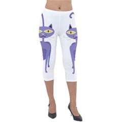 Cat Clipart Animal Cartoon Pet Lightweight Velour Capri Leggings  by Sapixe