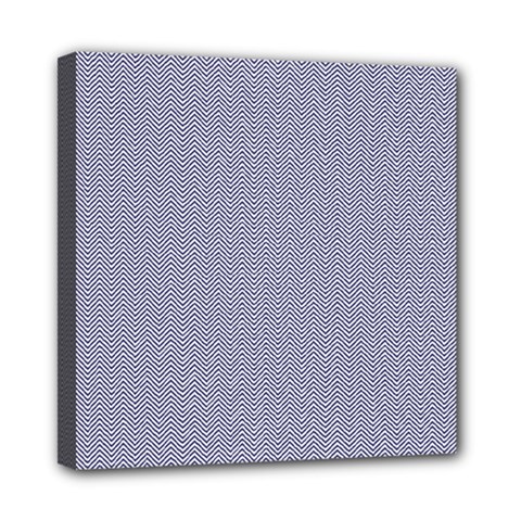 Usa Flag Blue & White Wavy Zigzag Chevron Stripes Mini Canvas 8  X 8  by PodArtist