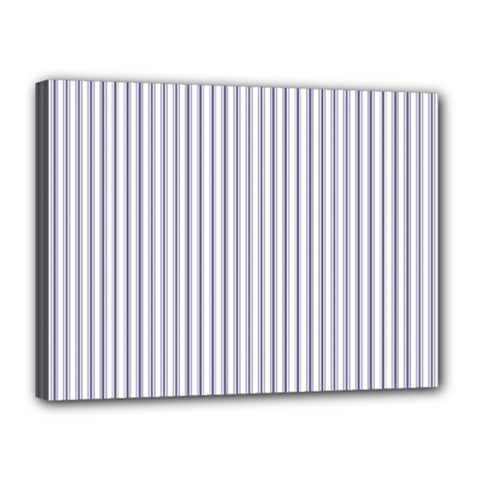 Mattress Ticking Narrow Striped Pattern In Usa Flag Blue And White Canvas 16  X 12  by PodArtist