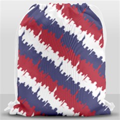 Ny Usa Candy Cane Skyline In Red White & Blue Drawstring Bag (large) by PodArtist
