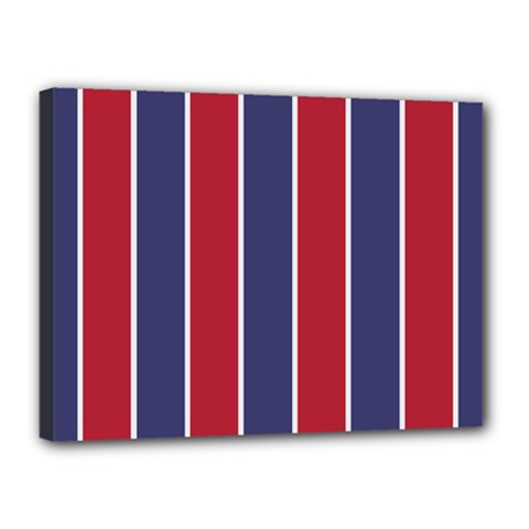 Large Red White And Blue Usa Memorial Day Holiday Vertical Cabana Stripes Canvas 16  X 12  by PodArtist