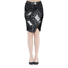 Technoid Future Robot Science Midi Wrap Pencil Skirt by Sapixe