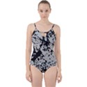 Fabric Texture Painted White Soft Cut Out Top Tankini Set View1