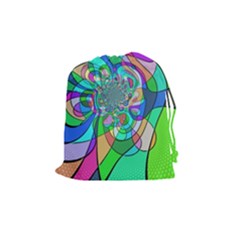 Retro Wave Background Pattern Drawstring Pouches (medium)  by Nexatart