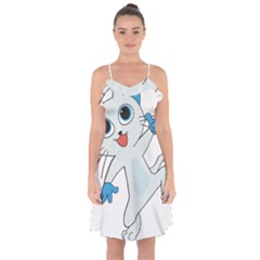 Animal Anthropomorphic Ruffle Detail Chiffon Dress by Sapixe