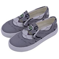 Cat Kitty Gray Tiger Tabby Pet Kids  Canvas Slip Ons by Sapixe