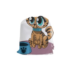 Kitty Cat Big Eyes Ears Animal Drawstring Pouches (medium)  by Sapixe