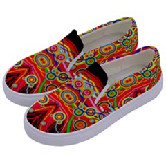 Colorful Artistic Retro Stringy Colorful Design Kids  Canvas Slip Ons by flipstylezfashionsLLC
