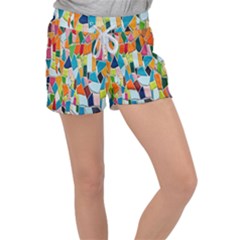 Mosaic Tiles Pattern Texture Women s Velour Lounge Shorts by Nexatart